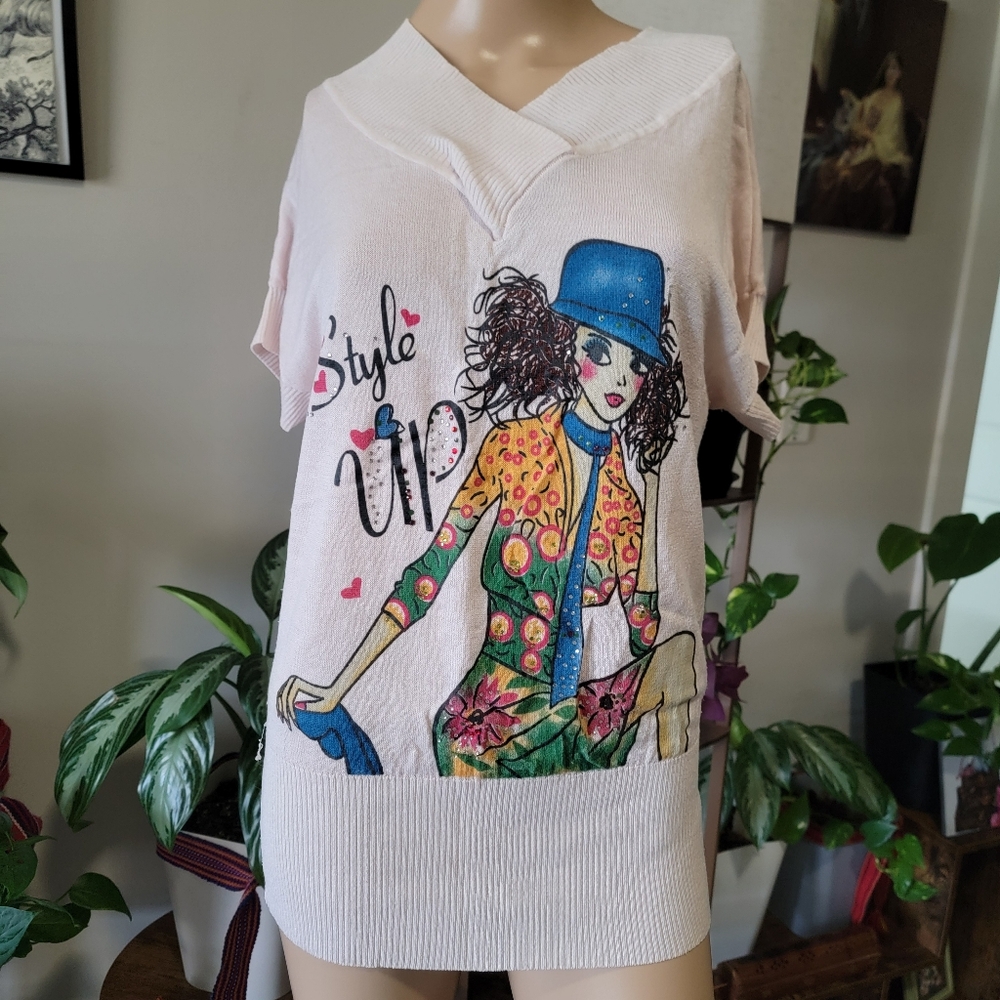 Stylish Graphic Women Knit Top